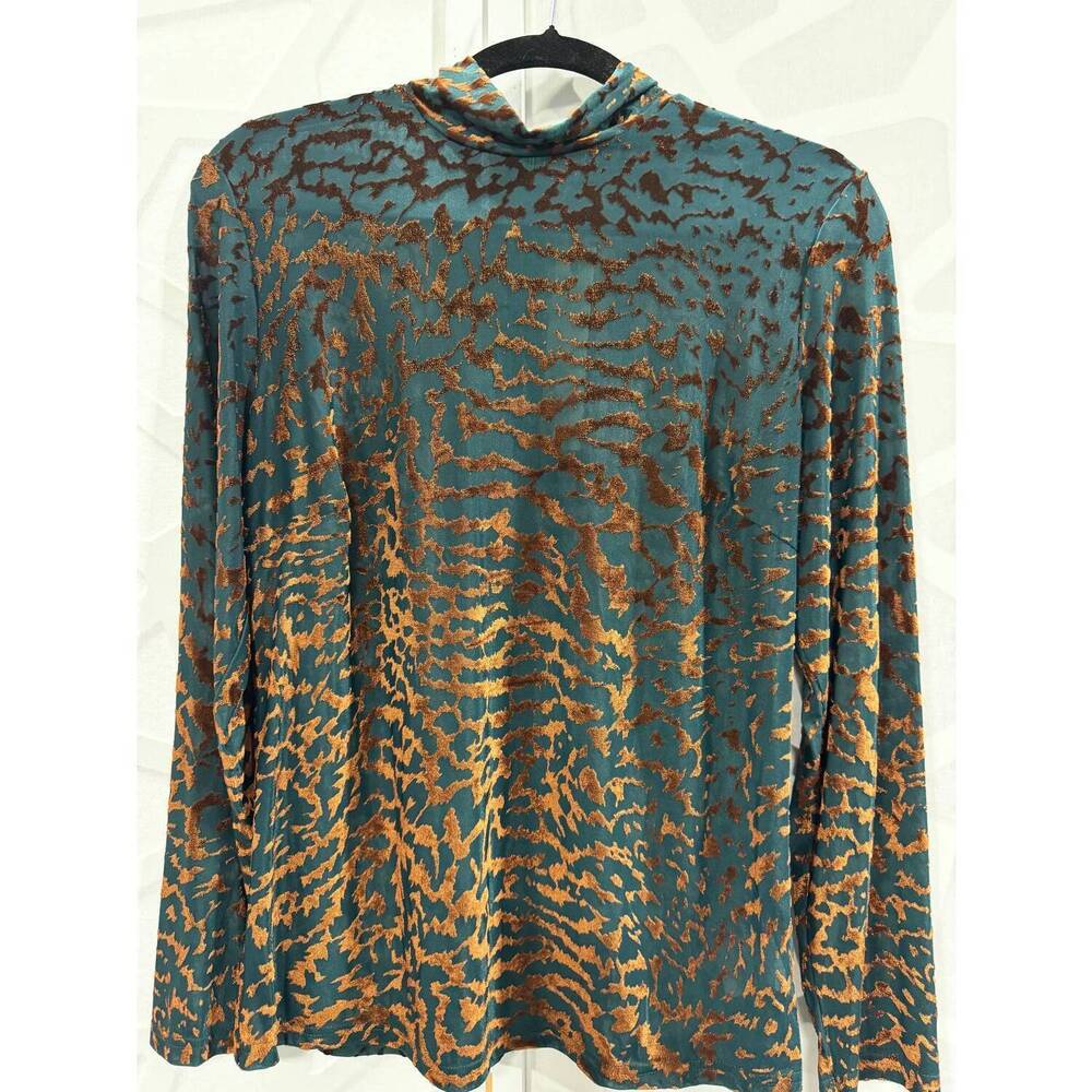 NEW PAPARAZZI FASHION women's zebra print top in teal and copper